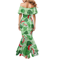 Lime Palaka Hawaii Aloha Mermaid Dress Koi Pond Mix Monstera - Polynesian Pride