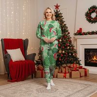 Lime Palaka Hawaii Aloha Christmas Pajama Set Koi Pond Mix Monstera LT7 Women Lime Green - Polynesian Pride