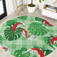 Lime Palaka Hawaii Aloha Round Carpet Koi Pond Mix Monstera - Polynesian Pride