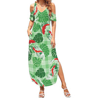 Lime Palaka Hawaii Aloha Summer Maxi Dress Koi Pond Mix Monstera LT7 Women Lime Green - Polynesian Pride