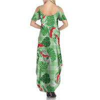 Lime Palaka Hawaii Aloha Summer Maxi Dress Koi Pond Mix Monstera LT7 - Polynesian Pride