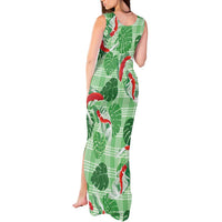 Lime Palaka Hawaii Aloha Tank Maxi Dress Koi Pond Mix Monstera - Polynesian Pride