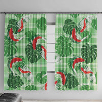 Lime Palaka Hawaii Aloha Window Curtain Koi Pond Mix Monstera - Polynesian Pride
