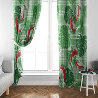 Lime Palaka Hawaii Aloha Window Curtain Koi Pond Mix Monstera - Polynesian Pride