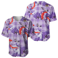 Lavender Palaka Hawaii Aloha Baseball Jersey Koi Pond Mix Orchids - Polynesian Pride