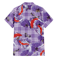 Lavender Palaka Hawaii Aloha Family Matching Puletasi and Hawaiian Shirt Koi Pond Mix Orchids - Polynesian Pride