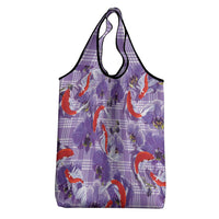 Lavender Palaka Hawaii Aloha Grocery Bag Koi Pond Mix Orchids - Polynesian Pride