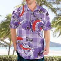 Lavender Palaka Hawaii Aloha Hawaiian Shirt Koi Pond Mix Orchids LT7 - Polynesian Pride