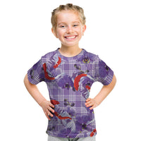 Lavender Palaka Hawaii Aloha Kid T Shirt Koi Pond Mix Orchids LT7 Purple - Polynesian Pride
