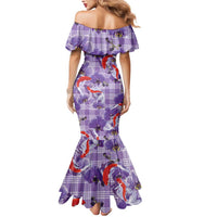 Lavender Palaka Hawaii Aloha Mermaid Dress Koi Pond Mix Orchids - Polynesian Pride