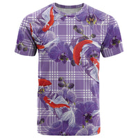 Lavender Palaka Hawaii Aloha T Shirt Koi Pond Mix Orchids - Polynesian Pride