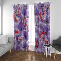 Lavender Palaka Hawaii Aloha Window Curtain Koi Pond Mix Orchids - Polynesian Pride