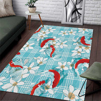 Turquoise Palaka Hawaii Aloha Area Rug Koi Pond Mix Plumeria - Polynesian Pride