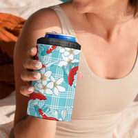 Turquoise Palaka Hawaii Aloha 4 in 1 Can Cooler Tumbler Koi Pond Mix Plumeria - Polynesian Pride