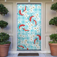 Turquoise Palaka Hawaii Aloha Door Cover Koi Pond Mix Plumeria - Polynesian Pride