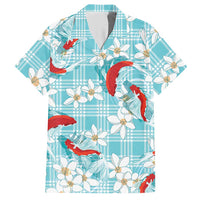 Turquoise Palaka Hawaii Aloha Hawaiian Shirt Koi Pond Mix Plumeria LT7 Turquoise - Polynesian Pride