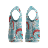 Turquoise Palaka Hawaii Aloha Christmas Knitted V-Neck Vest Koi Pond Mix Plumeria - Polynesian Pride