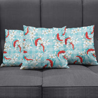 Turquoise Palaka Hawaii Aloha Pillow Cover Koi Pond Mix Plumeria - Polynesian Pride