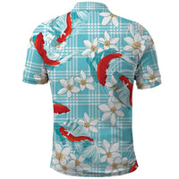 Turquoise Palaka Hawaii Aloha Polo Shirt Koi Pond Mix Plumeria LT7 - Polynesian Pride