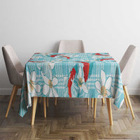 Turquoise Palaka Hawaii Aloha Tablecloth Koi Pond Mix Plumeria - Polynesian Pride