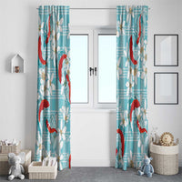 Turquoise Palaka Hawaii Aloha Window Curtain Koi Pond Mix Plumeria - Polynesian Pride