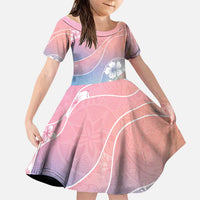 Aloha Hawaii Floral Tapa Family Matching Off Shoulder Short Dress and Hawaiian Shirt Patchwork Pastel Candy - Polynesian Pride