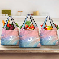 Aloha Hawaii Floral Tapa Grocery Bag Patchwork Pastel Candy LT7 3-pack One Size Pastel - Polynesian Pride