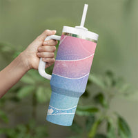 Aloha Hawaii Floral Tapa Tumbler With Handle Patchwork Pastel Candy LT7 - Polynesian Pride