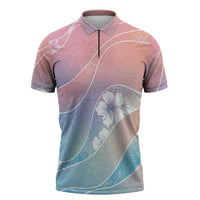 Aloha Hawaii Floral Tapa Zipper Polo Shirt Patchwork Pastel Candy LT7 Pastel - Polynesian Pride
