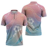 Aloha Hawaii Floral Tapa Zipper Polo Shirt Patchwork Pastel Candy LT7 - Polynesian Pride