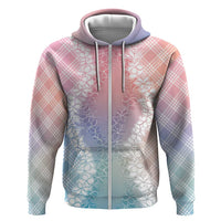 Hawaii Aloha Plumeria Lei Pastel Candy Palaka Hoodie LT7 Zip Hoodie Pastel - Polynesian Pride