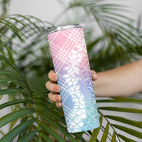 Hawaii Aloha Plumeria Lei Pastel Candy Palaka Skinny Tumbler LT7 - Polynesian Pride