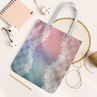Hawaii Aloha Plumeria Lei Pastel Candy Palaka Tote Bag LT7 White Strap One Size Pastel - Polynesian Pride