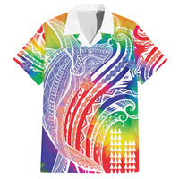 Aloha Pride Rainbow Tie Dye Family Matching Off Shoulder Short Dress and Hawaiian Shirt Humpback Whale - Love is Love