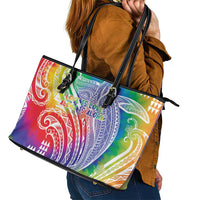 Aloha Pride Rainbow Tie Dye Leather Tote Bag Humpback Whale - Love is Love