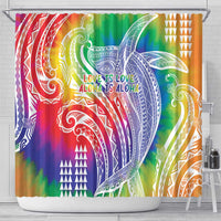 Aloha Pride Rainbow Tie Dye Shower Curtain Humpback Whale - Love is Love