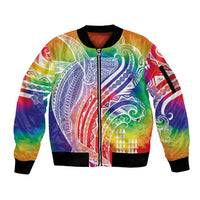 Aloha Pride Rainbow Tie Dye Sleeve Zip Bomber Jacket Humpback Whale - Love is Love
