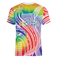 Aloha Pride Rainbow Tie Dye Women V-Neck T-Shirt Humpback Whale - Love is Love LT7 - Polynesian Pride