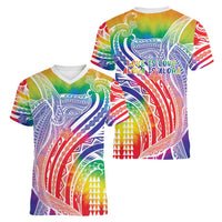 Aloha Pride Rainbow Tie Dye Women V-Neck T-Shirt Humpback Whale - Love is Love LT7 - Polynesian Pride