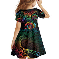 Hawaii Pride Family Matching Long Sleeve Bodycon Dress and Hawaiian Shirt Rainbow Swirls