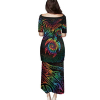 Hawaii Pride Family Matching Puletasi and Hawaiian Shirt Rainbow Swirls