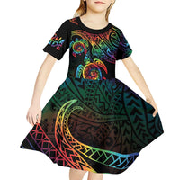 Hawaii Pride Kid Short Sleeve Dress Rainbow Swirls