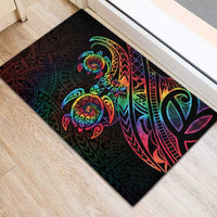 Hawaii Pride Rubber Doormat Rainbow Swirls