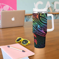 Hawaii Pride Tumbler With Handle Rainbow Swirls