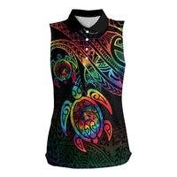 Hawaii Pride Women Sleeveless Polo Shirt Rainbow Swirls