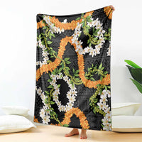 Aloha Festive Hawaii Blanket Mokihana - Maile and Ilima on Black - Polynesian Pride