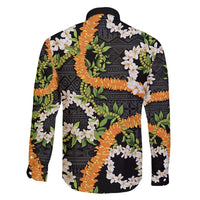 Aloha Festive Hawaii Family Matching Tank Maxi Dress and Hawaiian Shirt Mokihana - Maile and Ilima on Black - Polynesian Pride