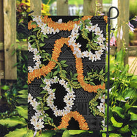 Aloha Festive Hawaii Garden Flag Mokihana - Maile and Ilima on Black - Polynesian Pride