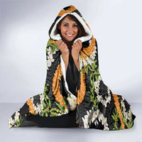Aloha Festive Hawaii Hooded Blanket Mokihana - Maile and Ilima on Black LT7 - Polynesian Pride
