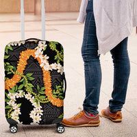 Aloha Festive Hawaii Luggage Cover Mokihana - Maile and Ilima on Black LT7 Black - Polynesian Pride